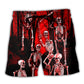 Skull Action Figure Beach Shorts Artwork Detail For Casual Warm Weather Outfits