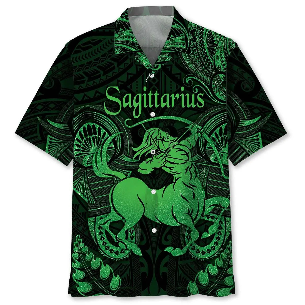 Sagittarius Zodiac Polynesian Hawaiian Shirt For Summer Vacation, Beach Travel, And Casual Wear