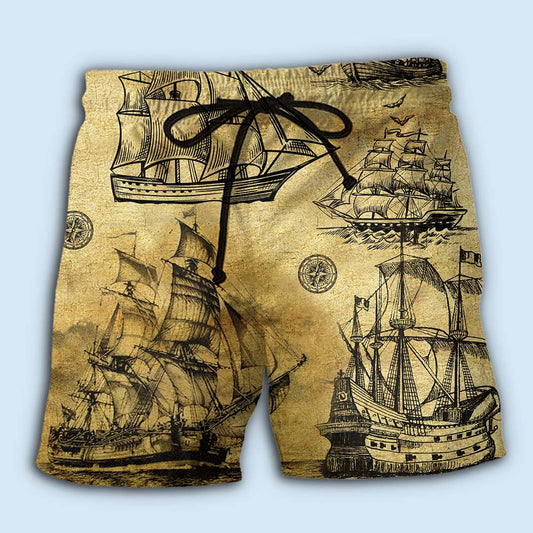 Vintage Sailing Adventure Beach Shorts For Outdoor Adventures And Thoughtful Seasonal Gifts