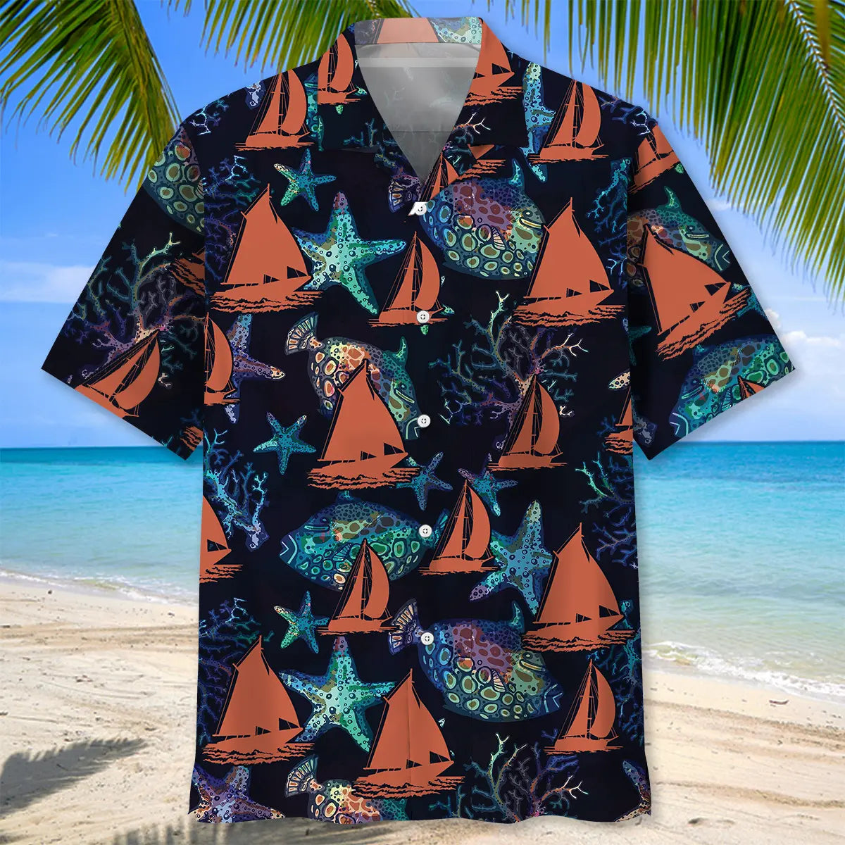 Sailboat Sea Creatures Hawaiian Shirt For Beach Days, Coastal Adventures, And Thoughtful Gift Giving