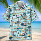Tropical Sailboat Hawaiian Shirt For Island Getaways, Outdoor Gatherings, And Comfortable Summer Wear