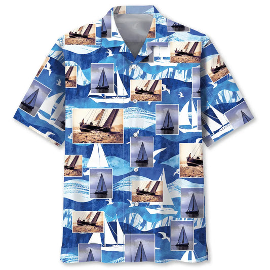 Vintage Sailing Hawaiian Shirt For Beach Days, Summer Outings, And Thoughtful Gift Giving