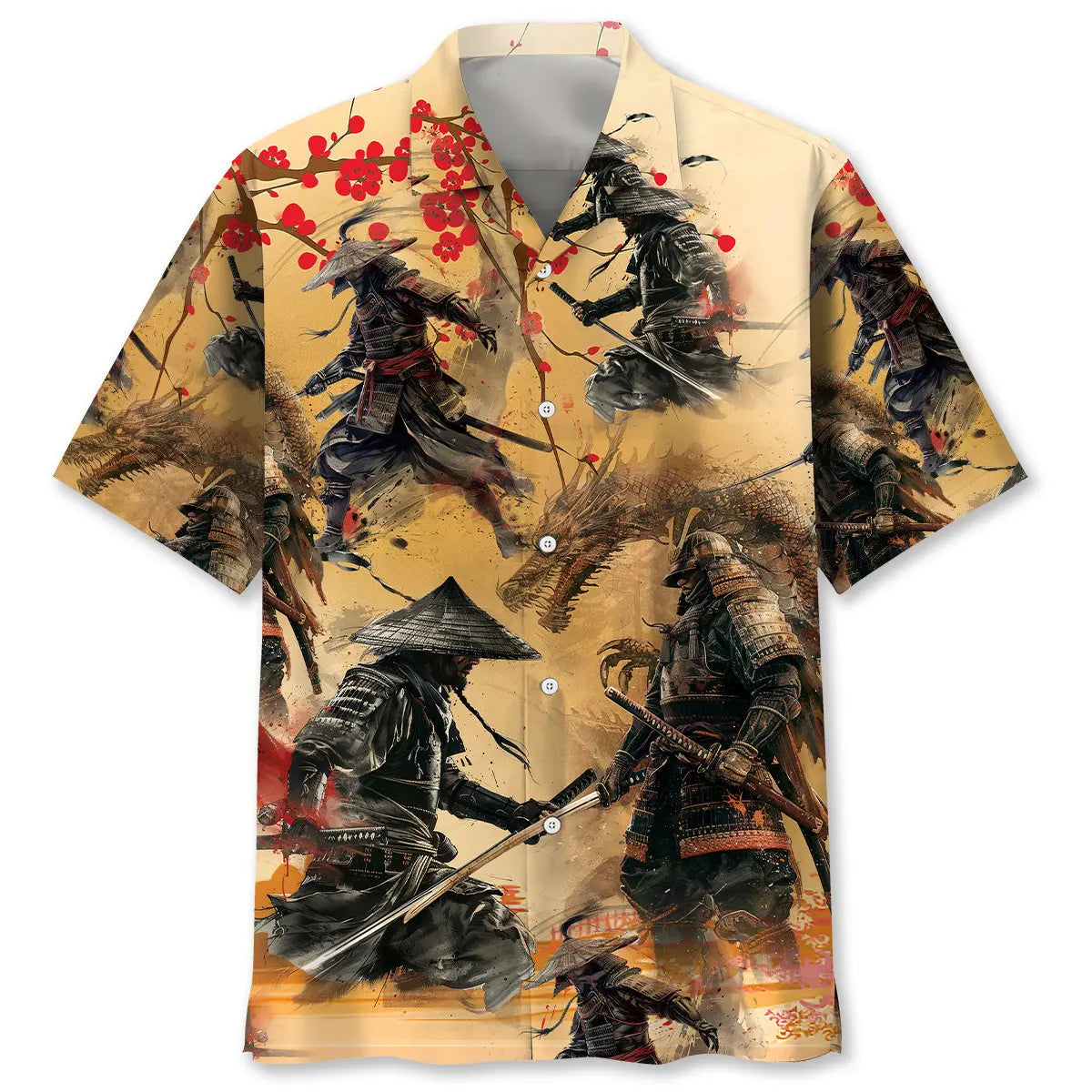 Samurai Under Moonlight Hawaiian Shirt For Fantasy Fans, Resort Trips, And Imaginative Summer Style