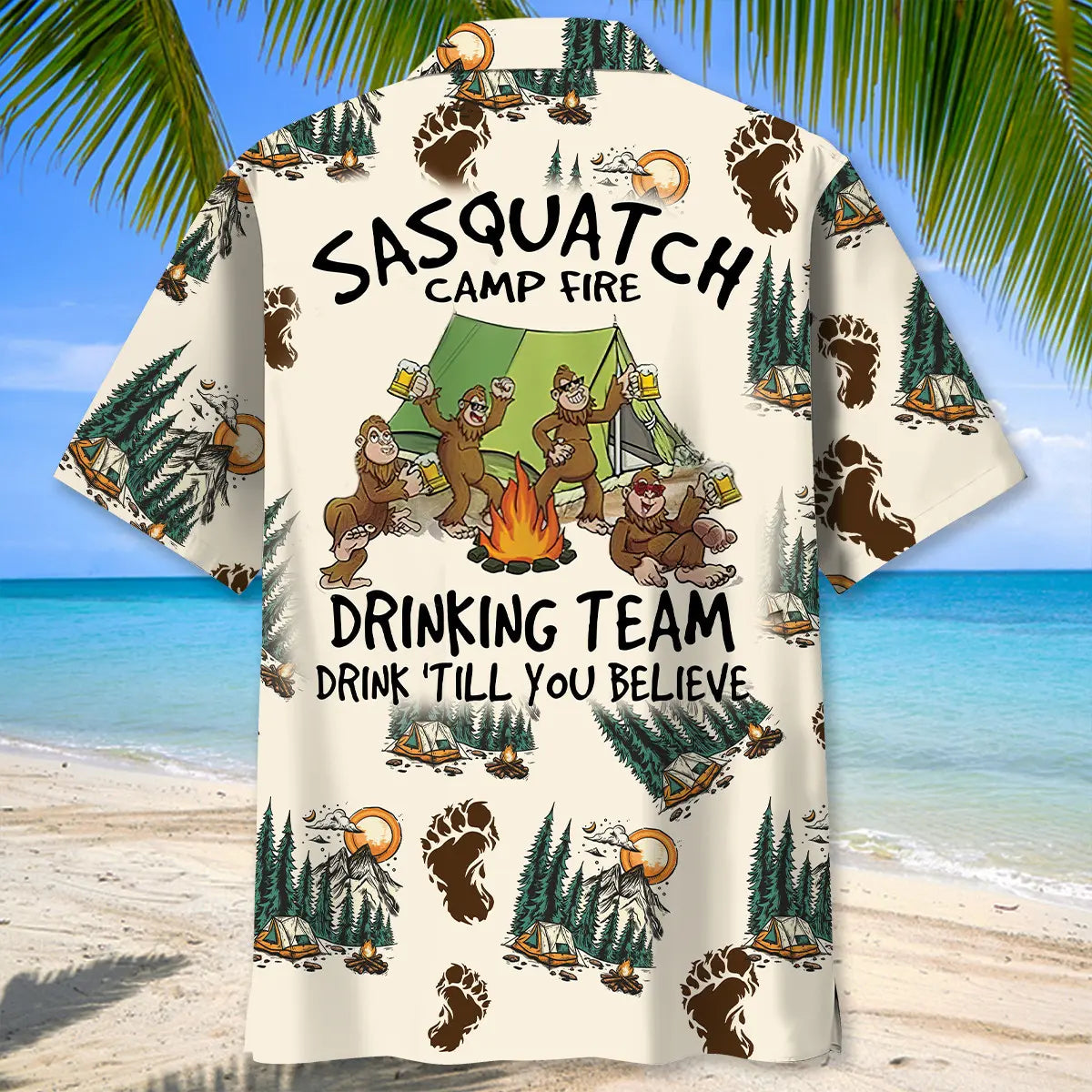 Sasquatch Campfire Crew Hawaiian Shirt For Coastal Adventure And Beachside Style