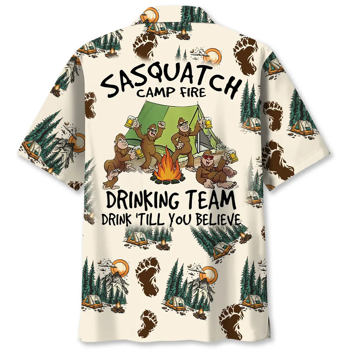 Sasquatch Campfire Crew Hawaiian Shirt For Family Vacation And Beachside Style