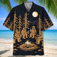 Dark Sasquatch Campfire National Park Country Hawaiian Shirt For Summer Vacation, Beach Travel, And Casual Wear