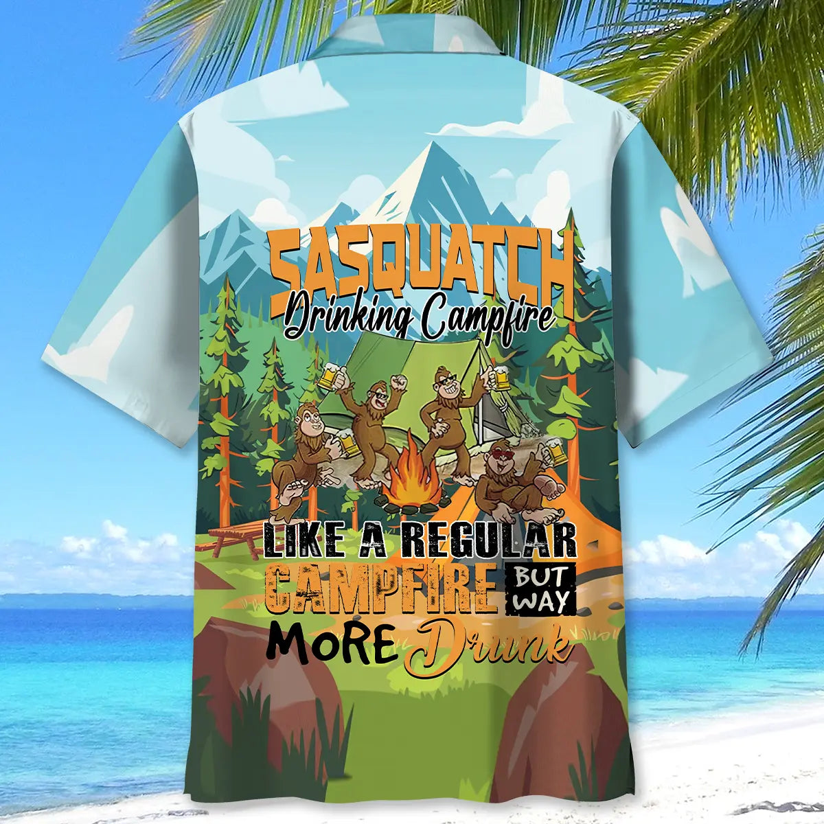 Funny Sasquatch Campfire Hawaiian Shirt For Resort Trips, Coastal Parties, And Warm Weather Style
