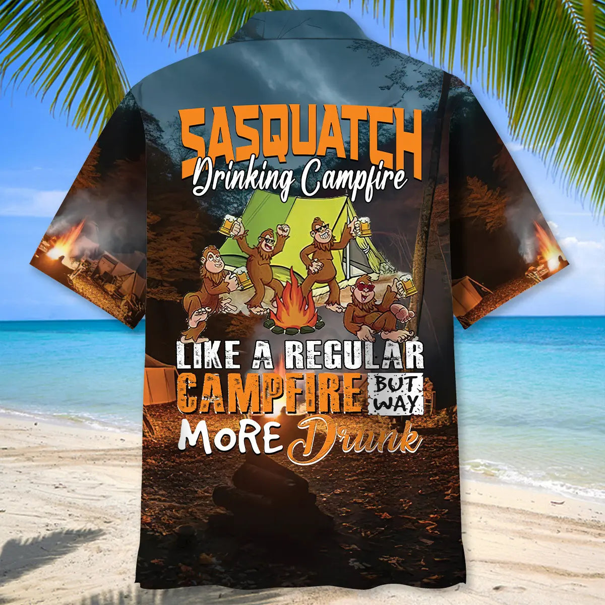 Funny Sasquatch Campfire Hawaiian Shirt For Tropical Holidays, Outdoor Gatherings, And Everyday Comfort
