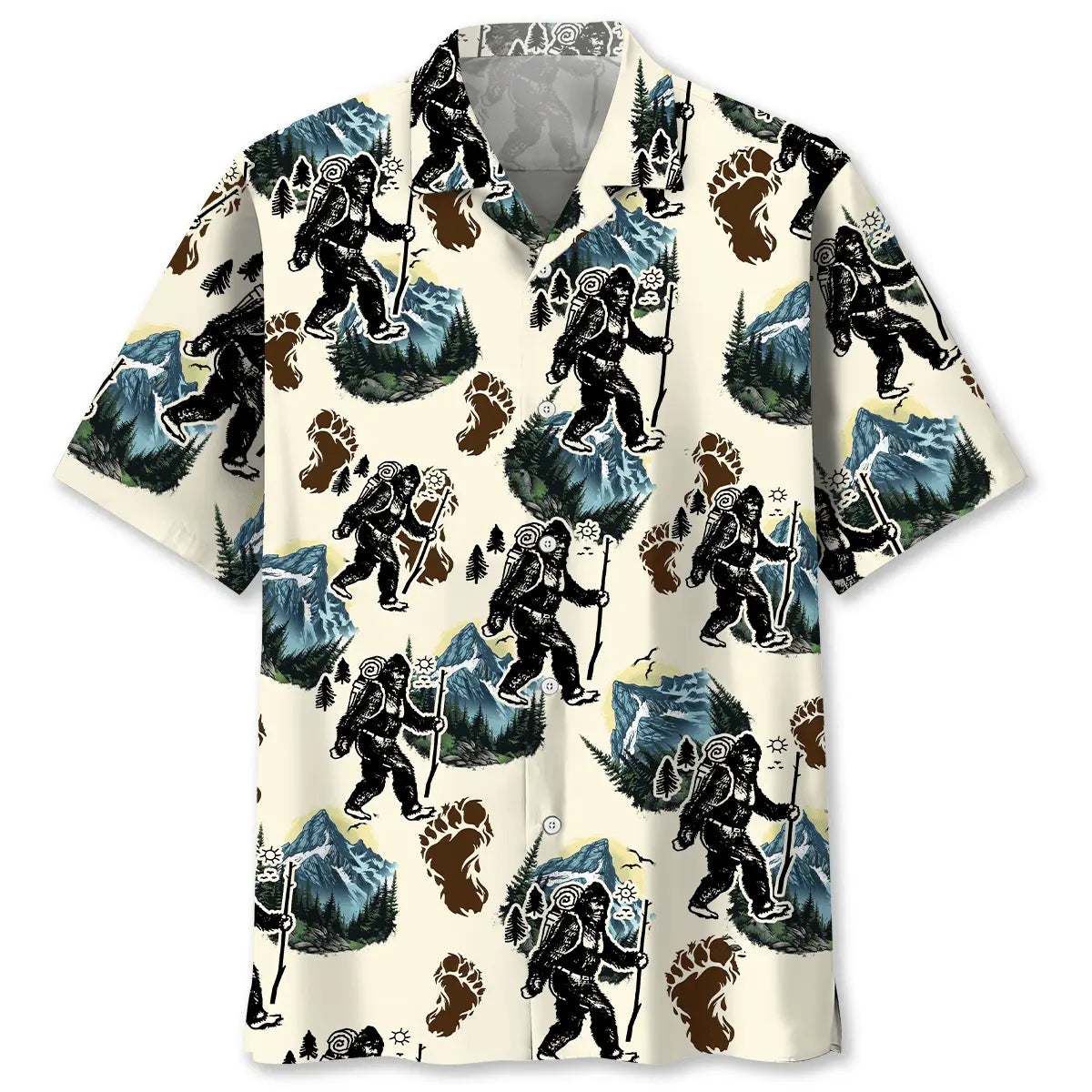 Sasquatch Hiking Trail Hawaiian Shirt For Island Getaway, Weekend Escape, And Beachside Style