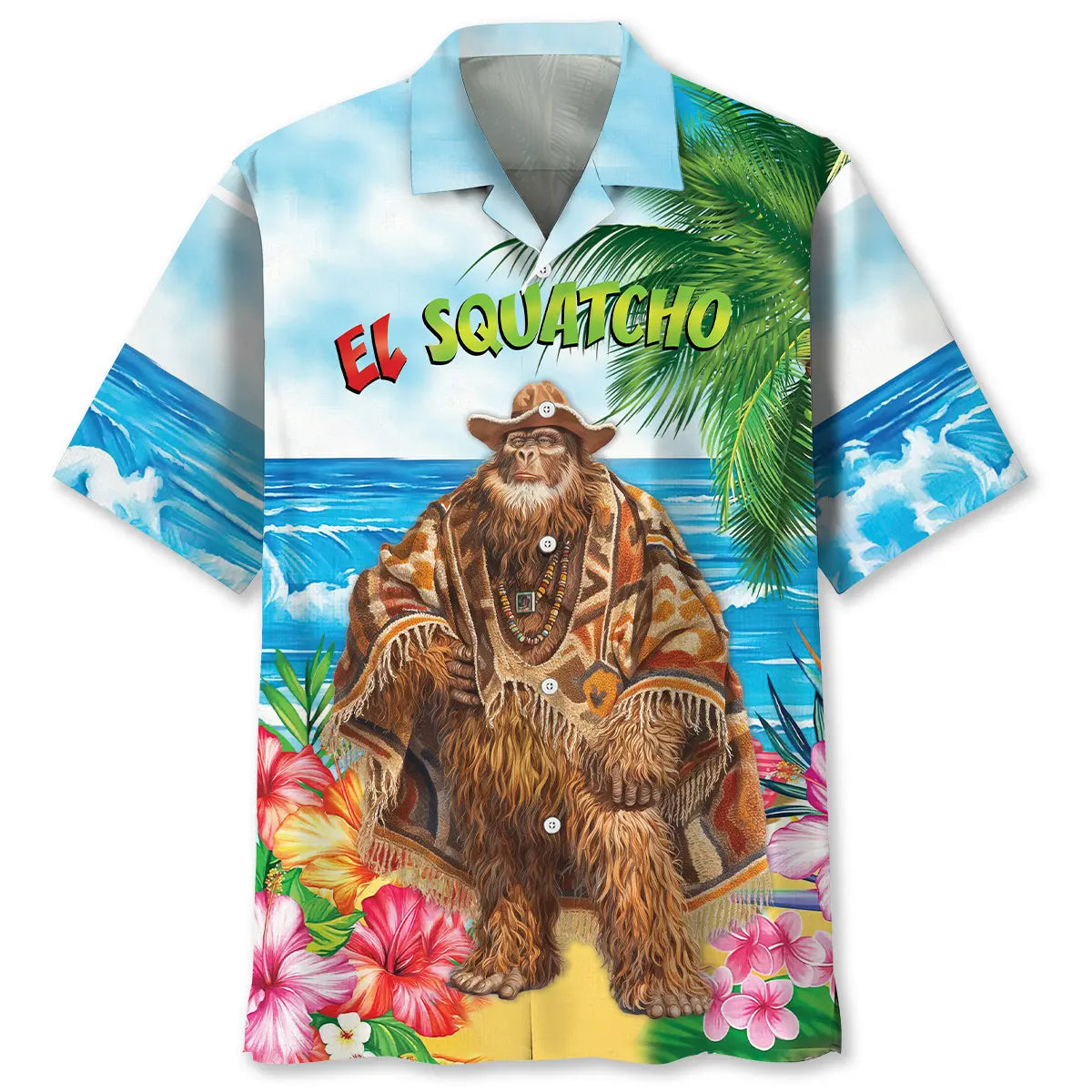 Sasquatch Poncho Beach Hawaiian Shirt For Coastal Travel, Casual Events, And Comfortable Summer Wear