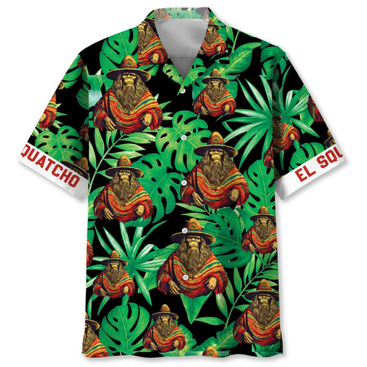Sasquatch Poncho Hawaiian Shirt For Summer Vacation, Beach Travel, And Casual Wear