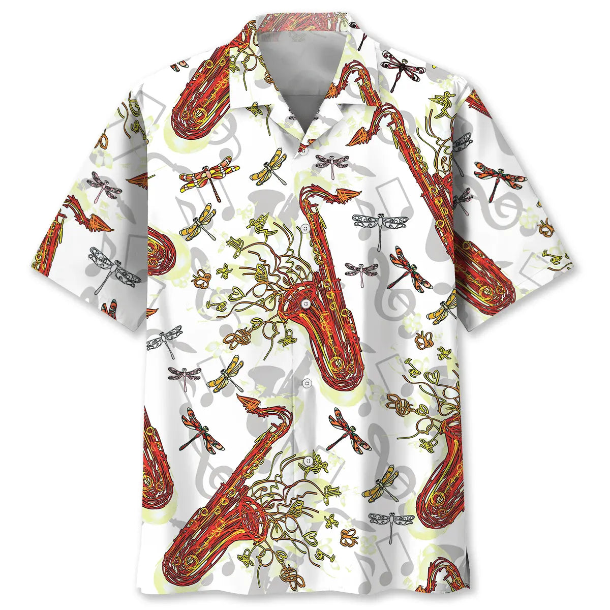 Saxophone Fly Hawaiian Shirt For Coastal Travel, Casual Events, And Comfortable Summer Wear