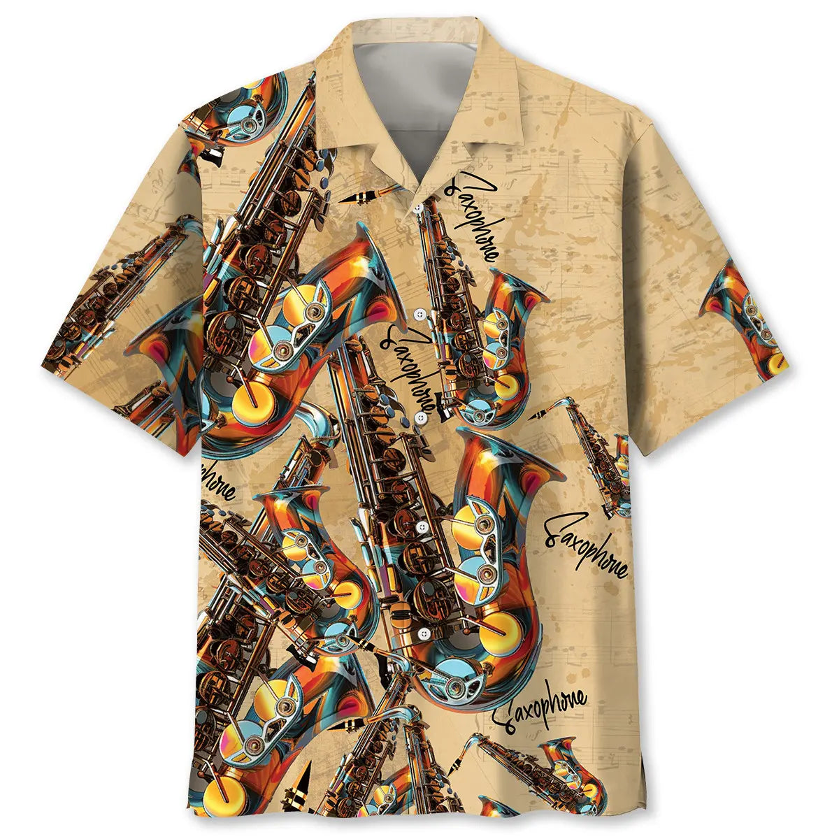 Saxophone Music Hawaiian Shirt For Beach Travel And Weekend Wear