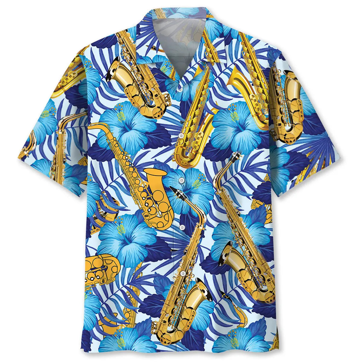 Saxophone Tropical Hawaiian Shirt For Summer Vacation And Island Inspired Style