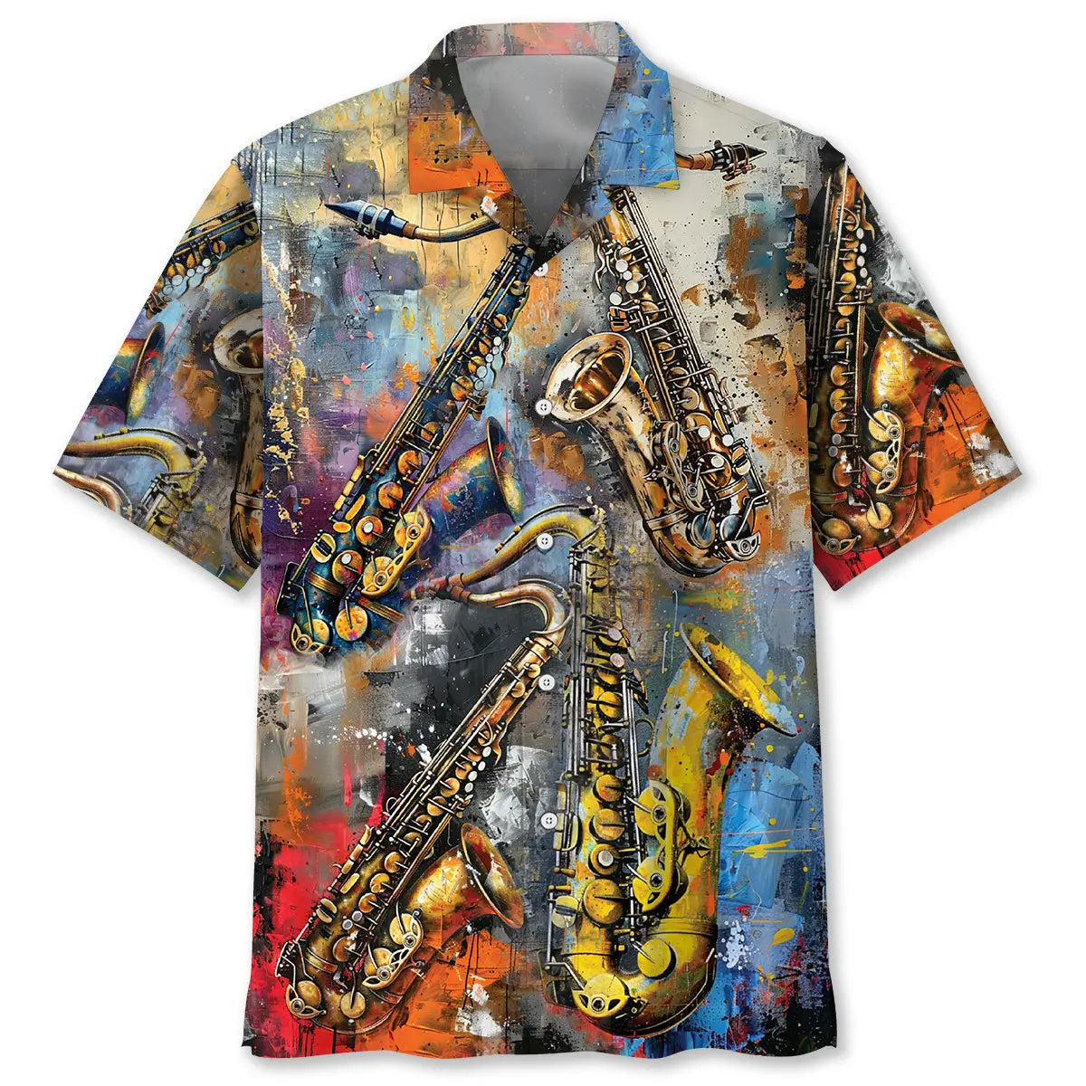 Saxophone Vintage Art Hawaiian Shirt For Resort Holiday And Island Inspired Style
