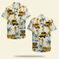 Island School Bus Drive Duck Pattern Aloha Hawaiian Shirt For Island Vacations, Resort Wear, And Relaxed Seasonal Style