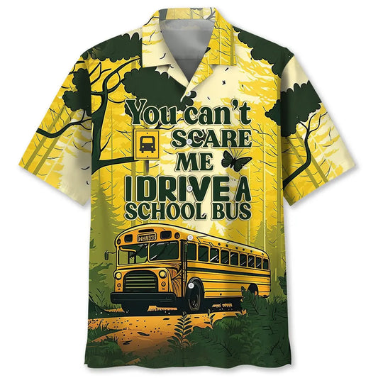 School Bus Drive Hawaiian Shirt For Summer Vacation, Beach Travel, And Casual Wear
