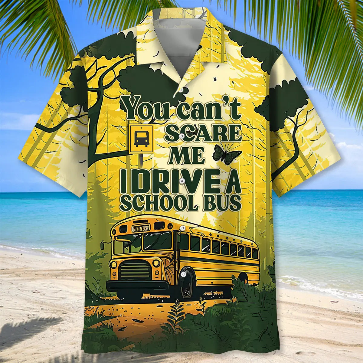 School Bus Drive Hawaiian Shirt For Summer Vacation, Beach Travel, And Casual Wear