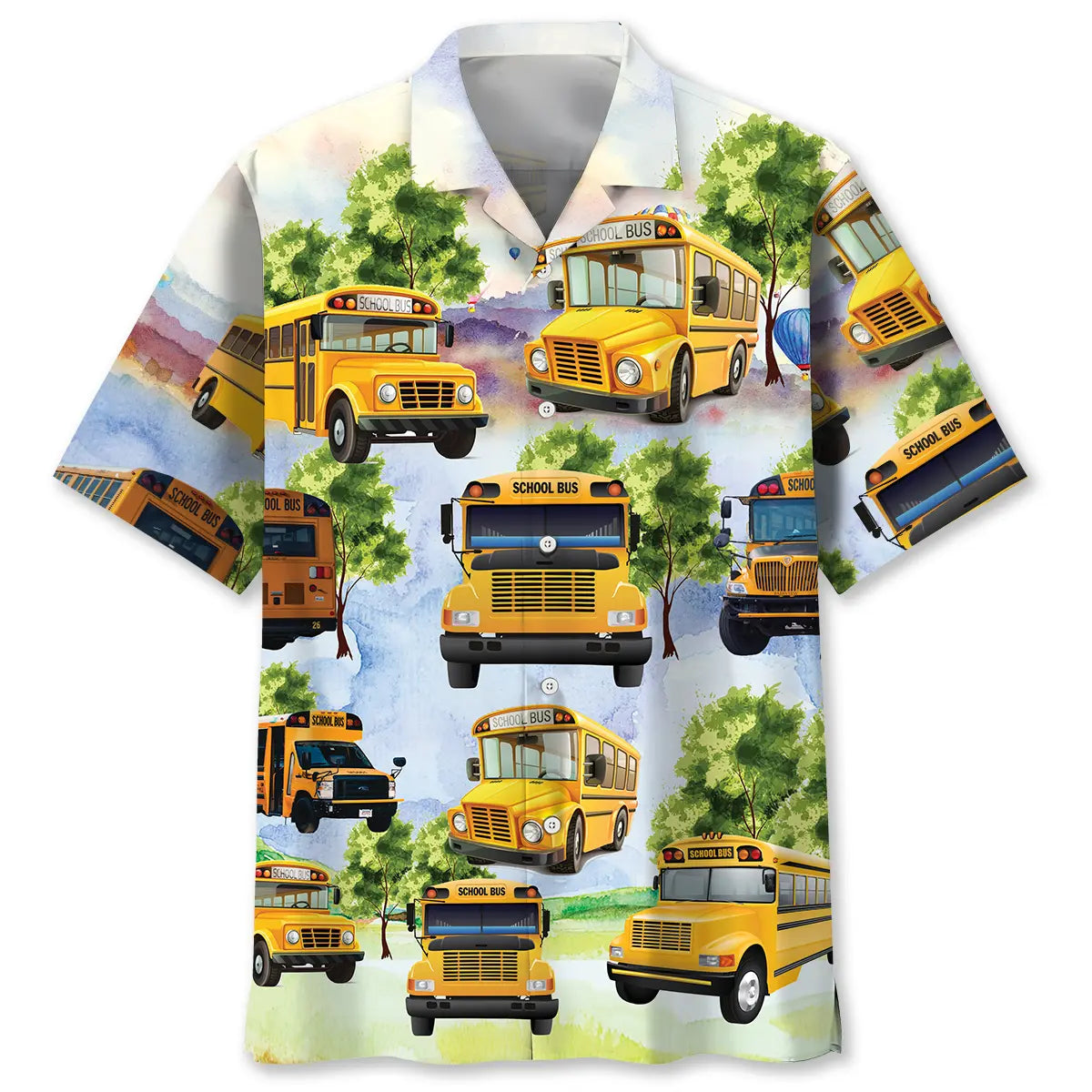 School Bus Hawaiian Shirt For Island Vacations, Resort Wear, And Relaxed Seasonal Style
