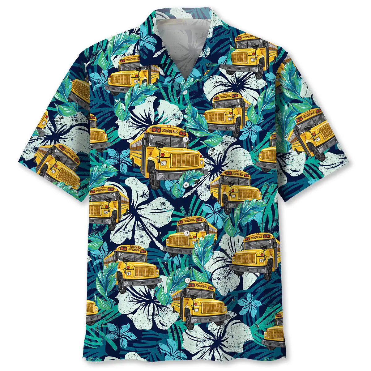 Tropical School Bus Hawaiian Shirt For Resort Trips, Coastal Parties, And Warm Weather Style