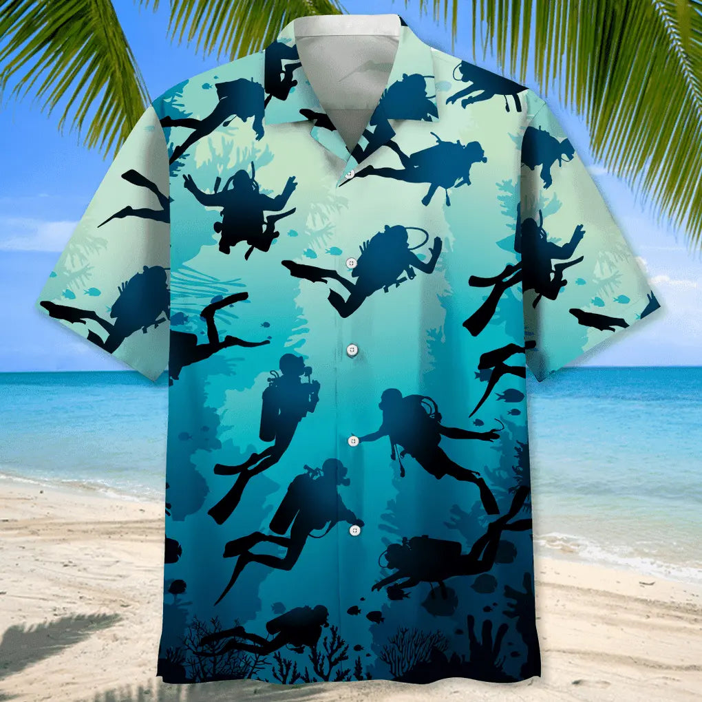 Scuba Diving Beach Hawaiian Shirt For Beach Days, Summer Outings, And Thoughtful Gift Giving