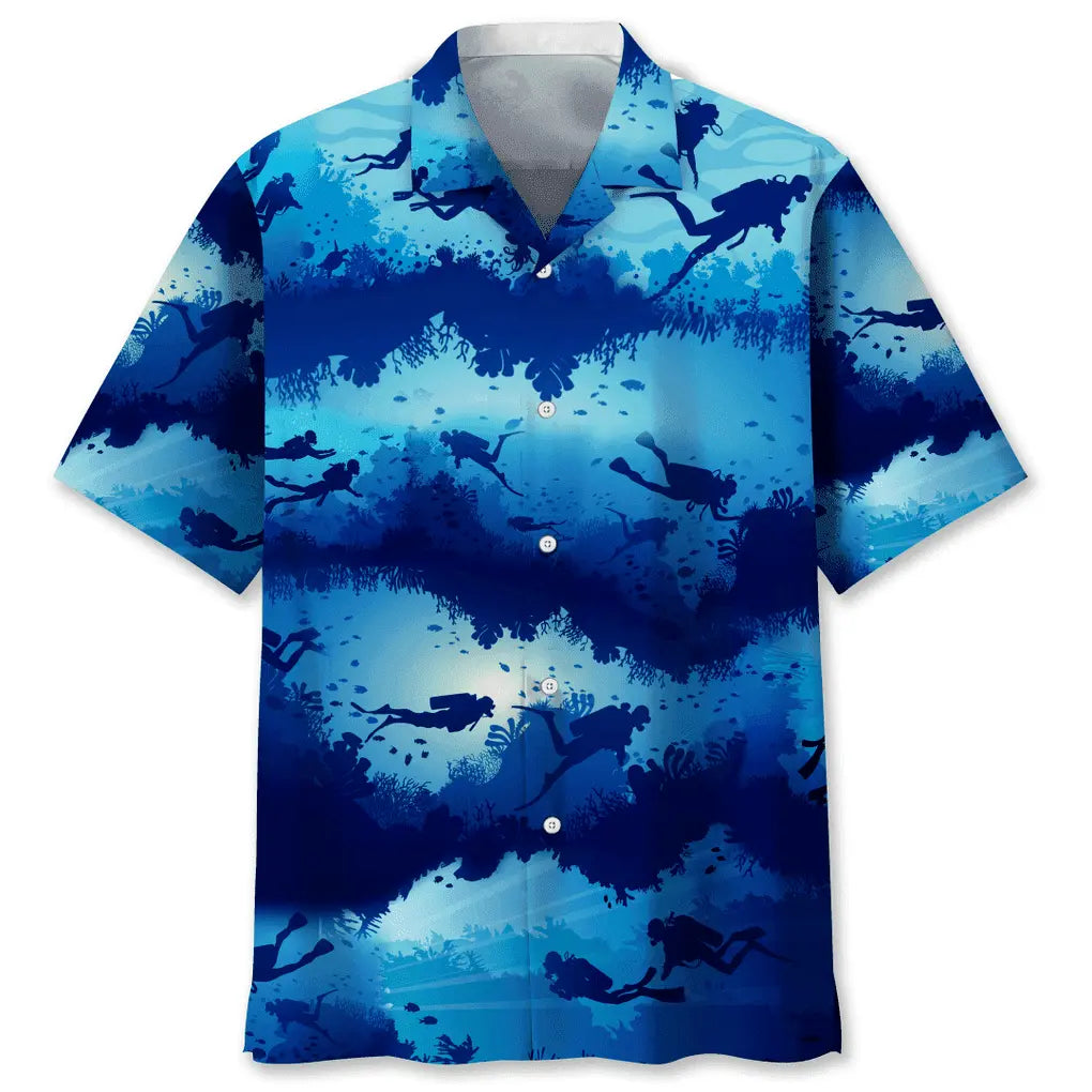 Scuba Diving Beach Hawaiian Shirt For Tropical Holidays, Outdoor Gatherings, And Everyday Comfort