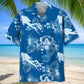 Scuba Diving Blue Hawaiian Shirt For Island Vacations, Resort Wear, And Relaxed Seasonal Style