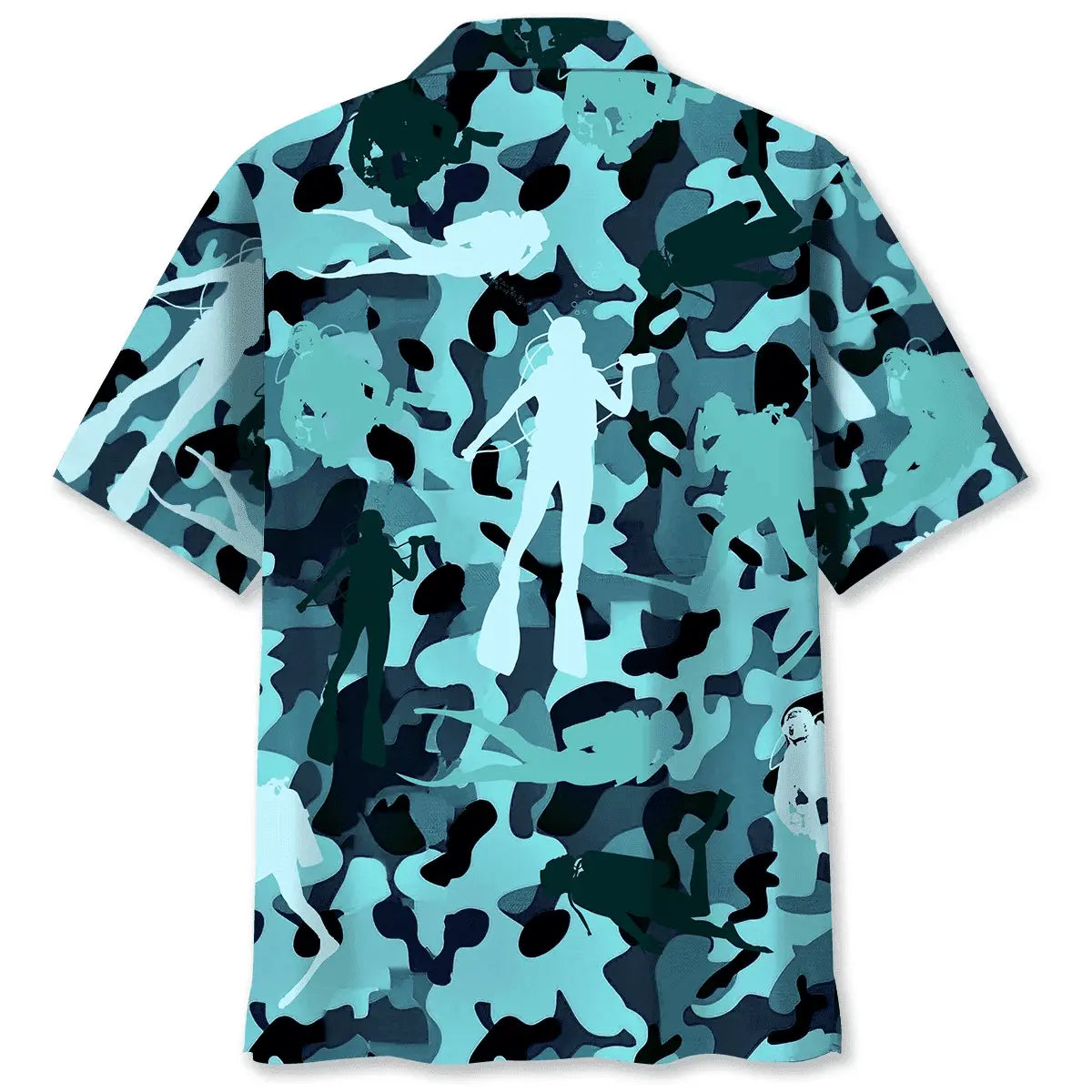 Scuba Diving Camo Hawaiian Shirt For Resort Trips, Coastal Parties, And Warm Weather Style