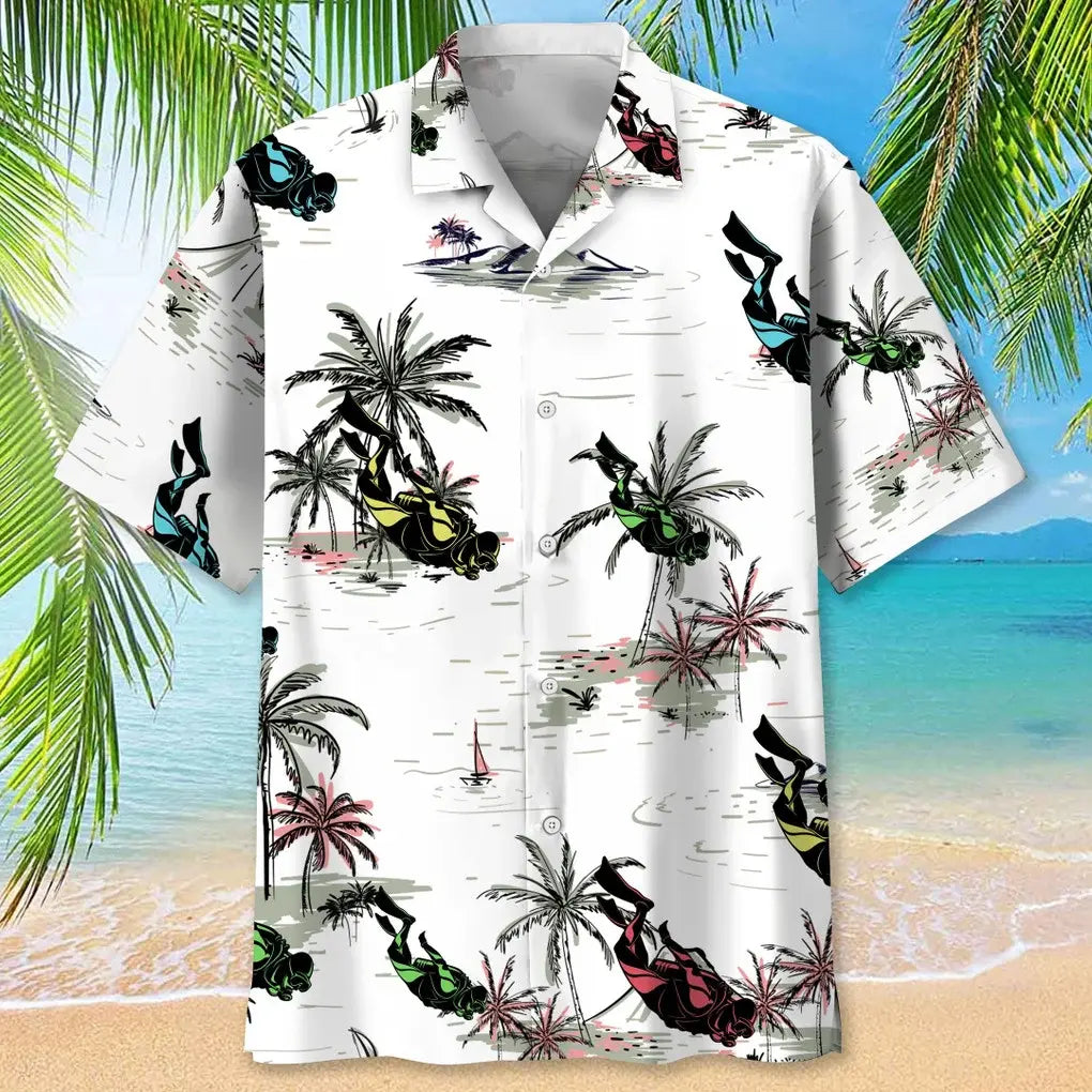 Scuba Diving Coconut Hawaiian Shirt For Beach Days, Summer Outings, And Thoughtful Gift Giving