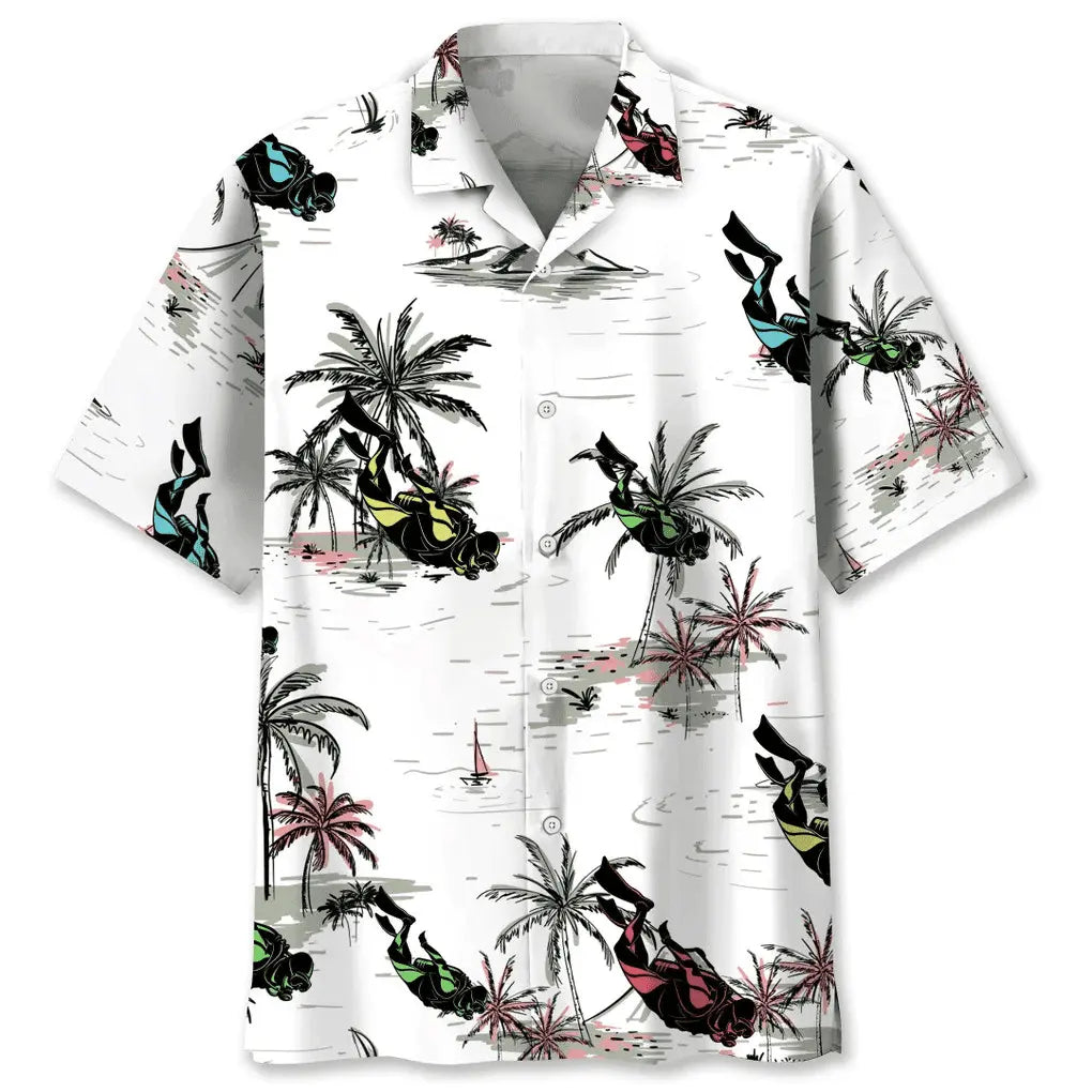 Scuba Diving Coconut Hawaiian Shirt For Beach Days, Summer Outings, And Thoughtful Gift Giving