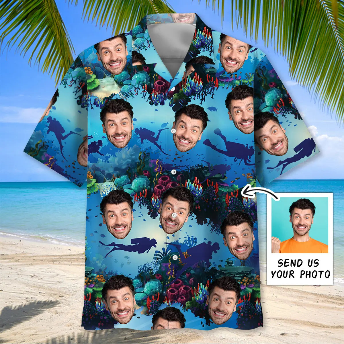 Scuba Diving Personalized Photo Hawaiian Shirt For Coastal Travel, Casual Events, And Comfortable Summer Wear