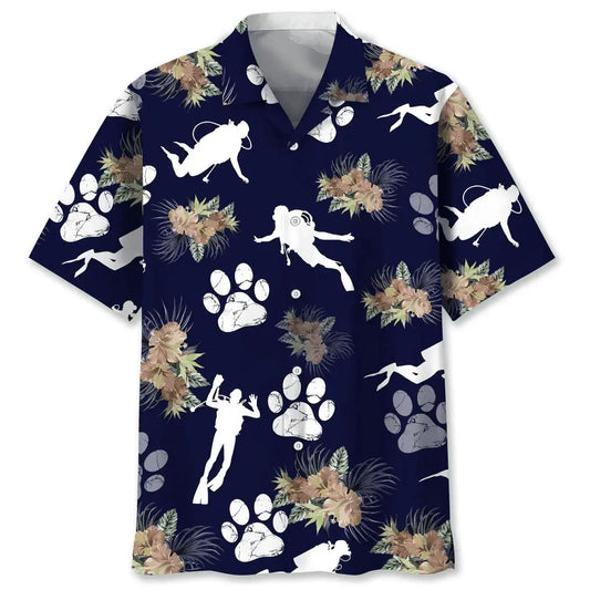 Tropical Scuba Diving Dog Hawaiian Shirt For Beach Days, Weekend Events, And Thoughtful Gift Giving