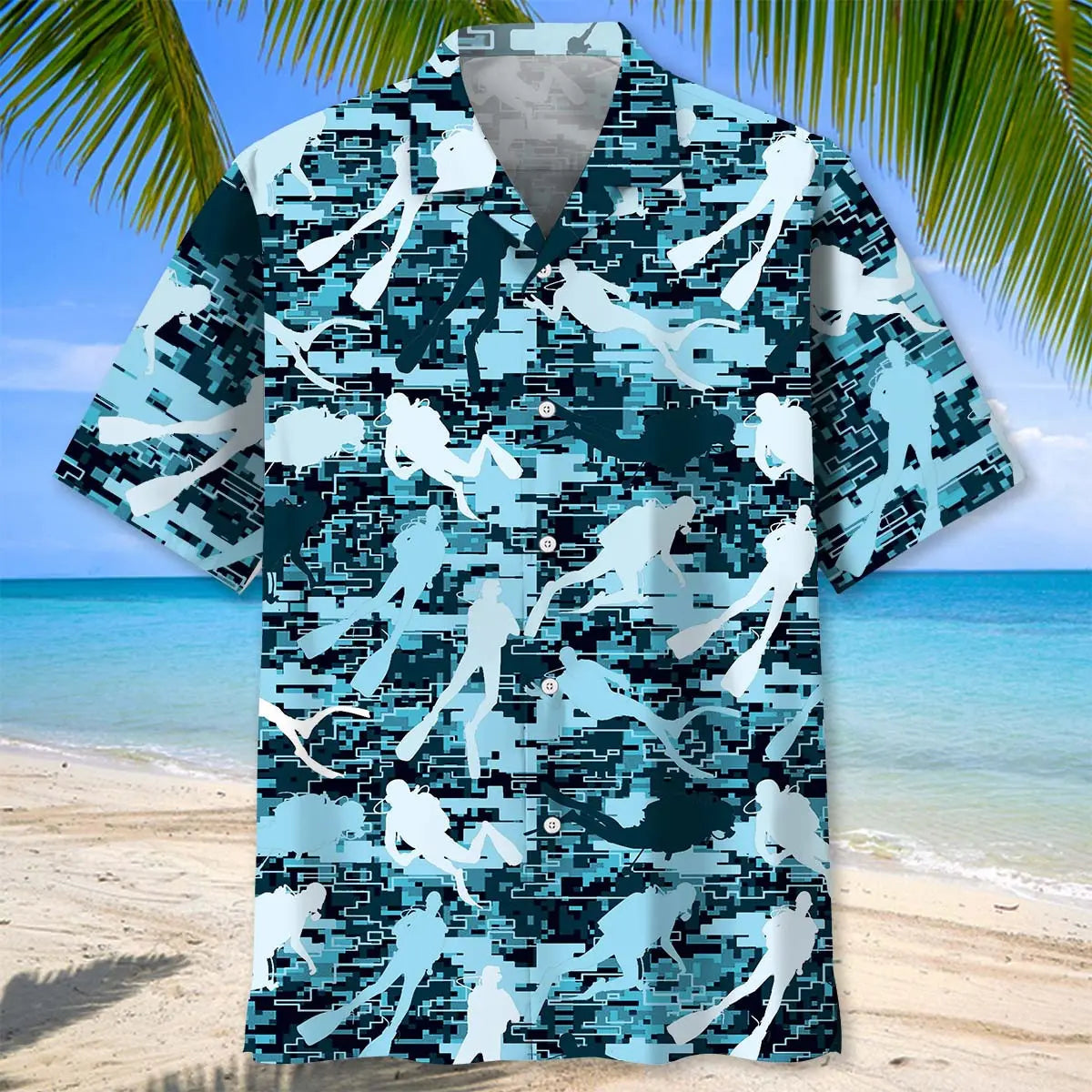 Scuba Diving Hard Camouflage Hawaiian Shirt For Beach Days, Summer Outings, And Thoughtful Gift Giving