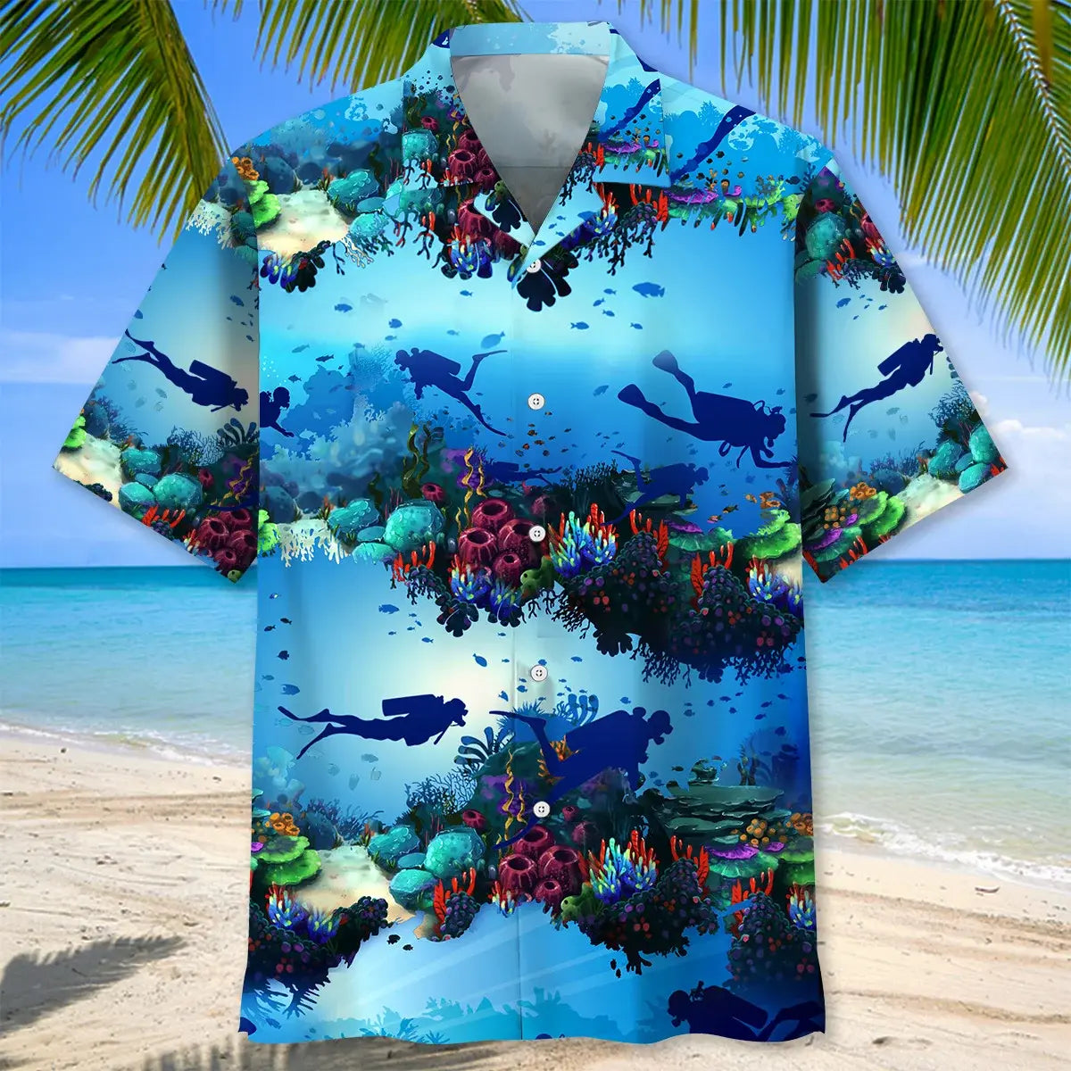 Scuba Diving Light Ocean Hawaiian Shirt For Beach Days, Summer Outings, And Thoughtful Gift Giving