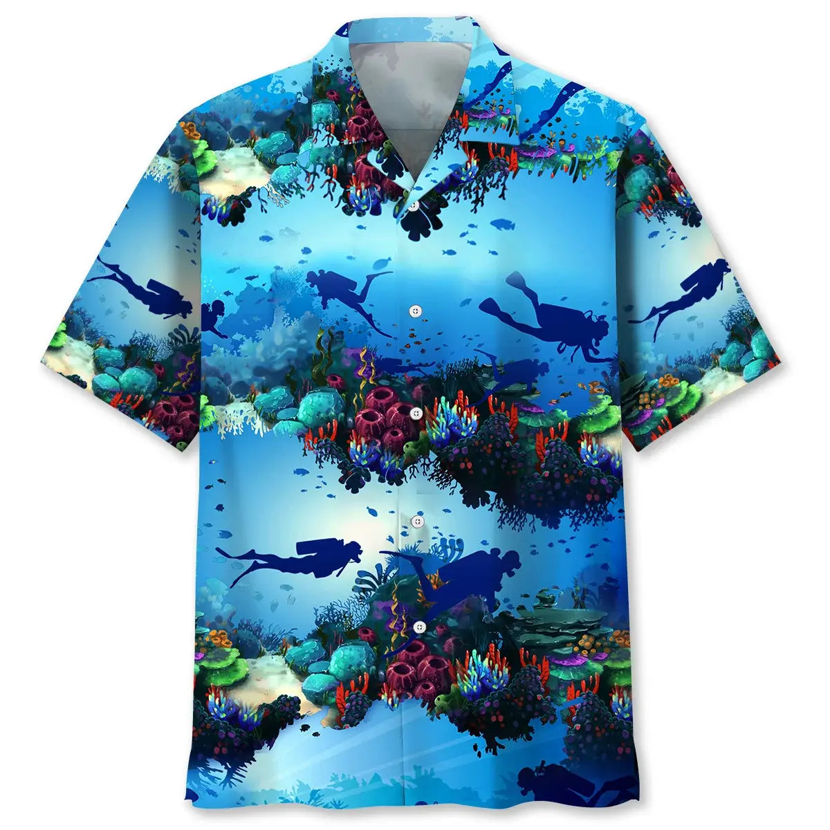 Scuba Diving Light Ocean Hawaiian Shirt For Beach Days, Summer Outings, And Thoughtful Gift Giving