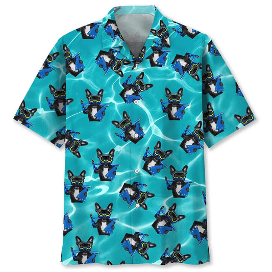 Scuba Diving Mask Dog Hawaiian Shirt For Island Vacations, Resort Wear, And Relaxed Seasonal Style