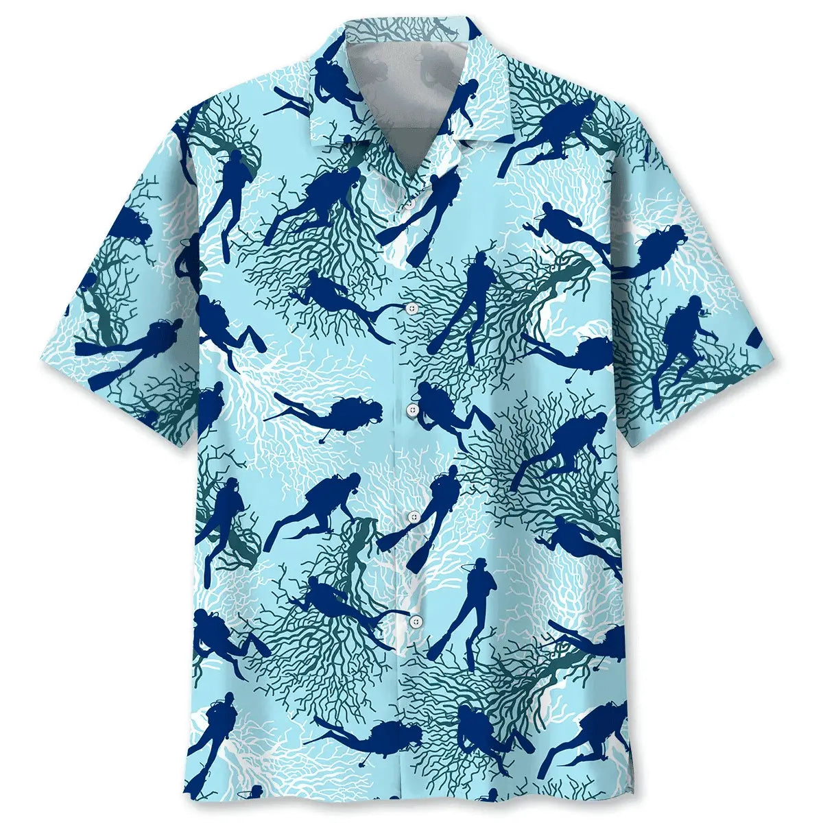 Scuba Diving Ocean Light Hawaiian Shirt For Coastal Travel, Casual Events, And Comfortable Summer Wear