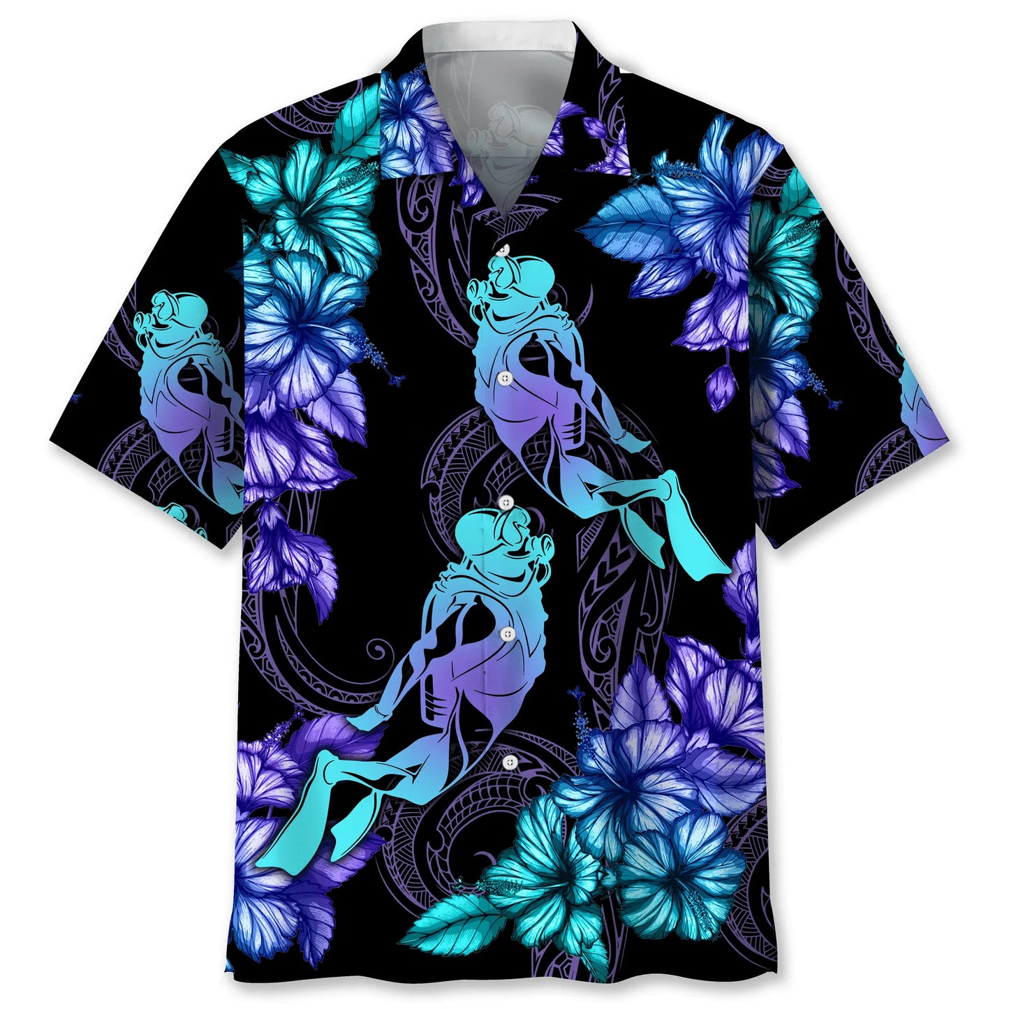 Tropical Scuba Diving Hawaiian Shirt For Coastal Travel, Casual Events, And Comfortable Summer Wear