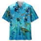 Scuba Diving Turtle Hawaiian Shirt For Active Holidays, Resort Trips, And Warm Weather Gatherings