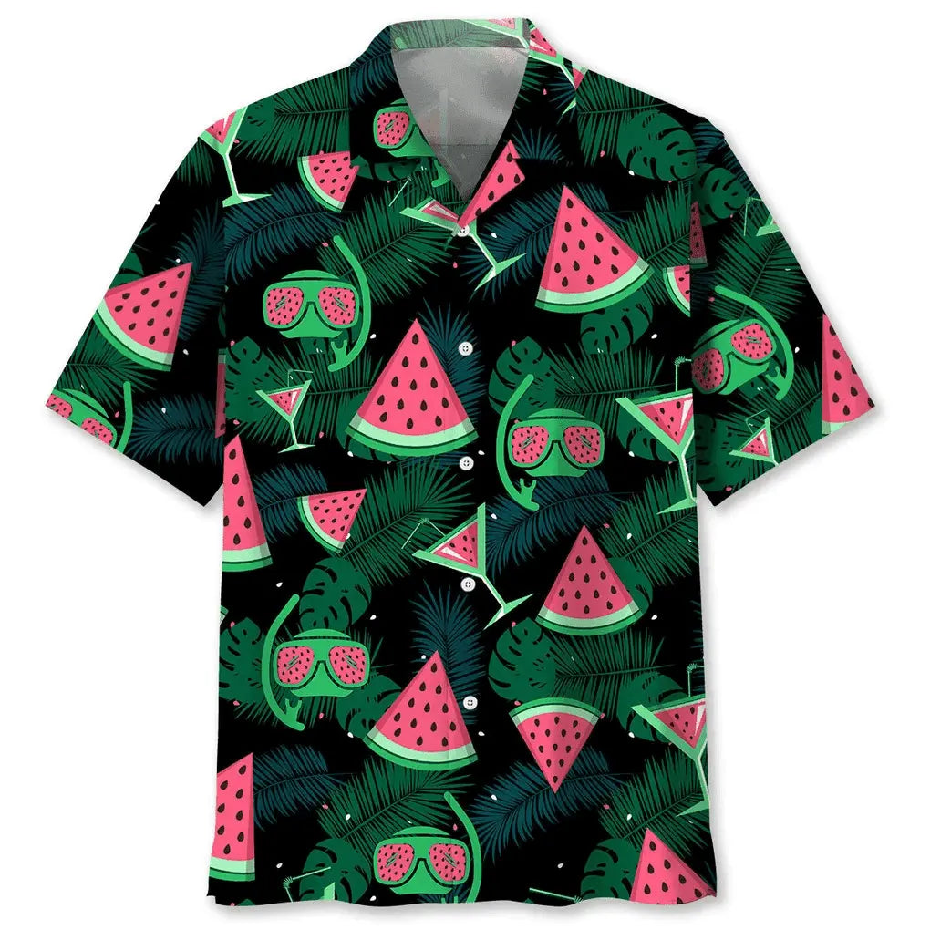 Scuba Diving Watermelon Hawaiian Shirt For Resort Trips, Coastal Parties, And Warm Weather Style
