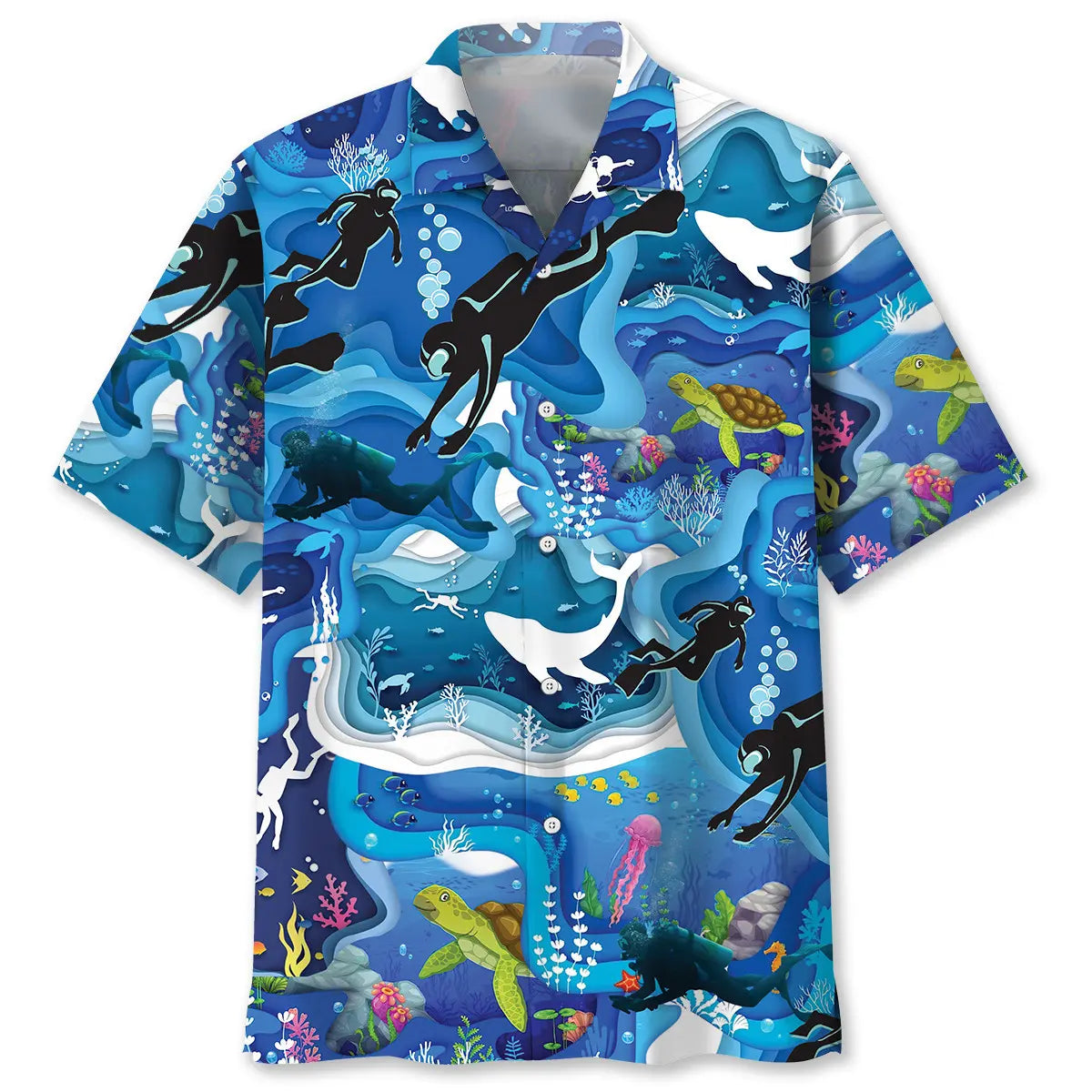 Scuba Diving Whale Hawaiian Shirt For Resort Trips, Coastal Parties, And Warm Weather Style