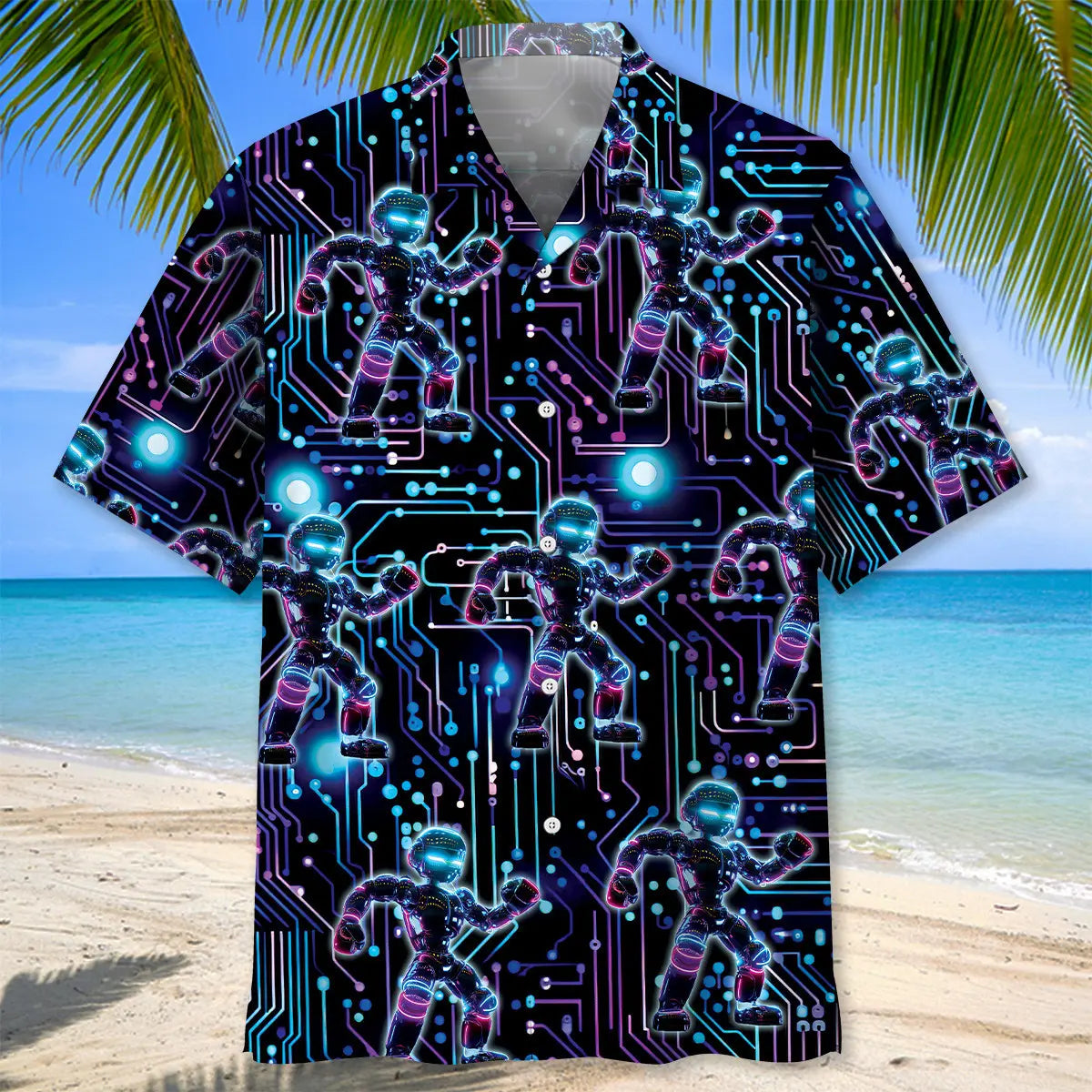 Semiconductor Chip Robot Hawaiian Shirt For Resort Trips, Coastal Parties, And Warm Weather Style