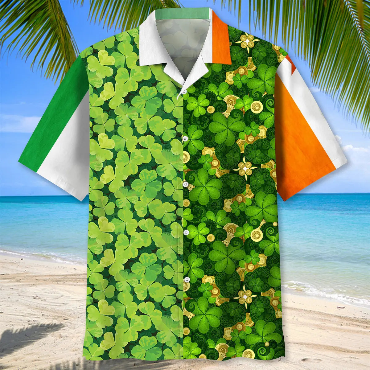 Shamrock Irish Saint Patrick's Day Hawaiian Shirt For Beach Days, Summer Outings, And Thoughtful Gift Giving