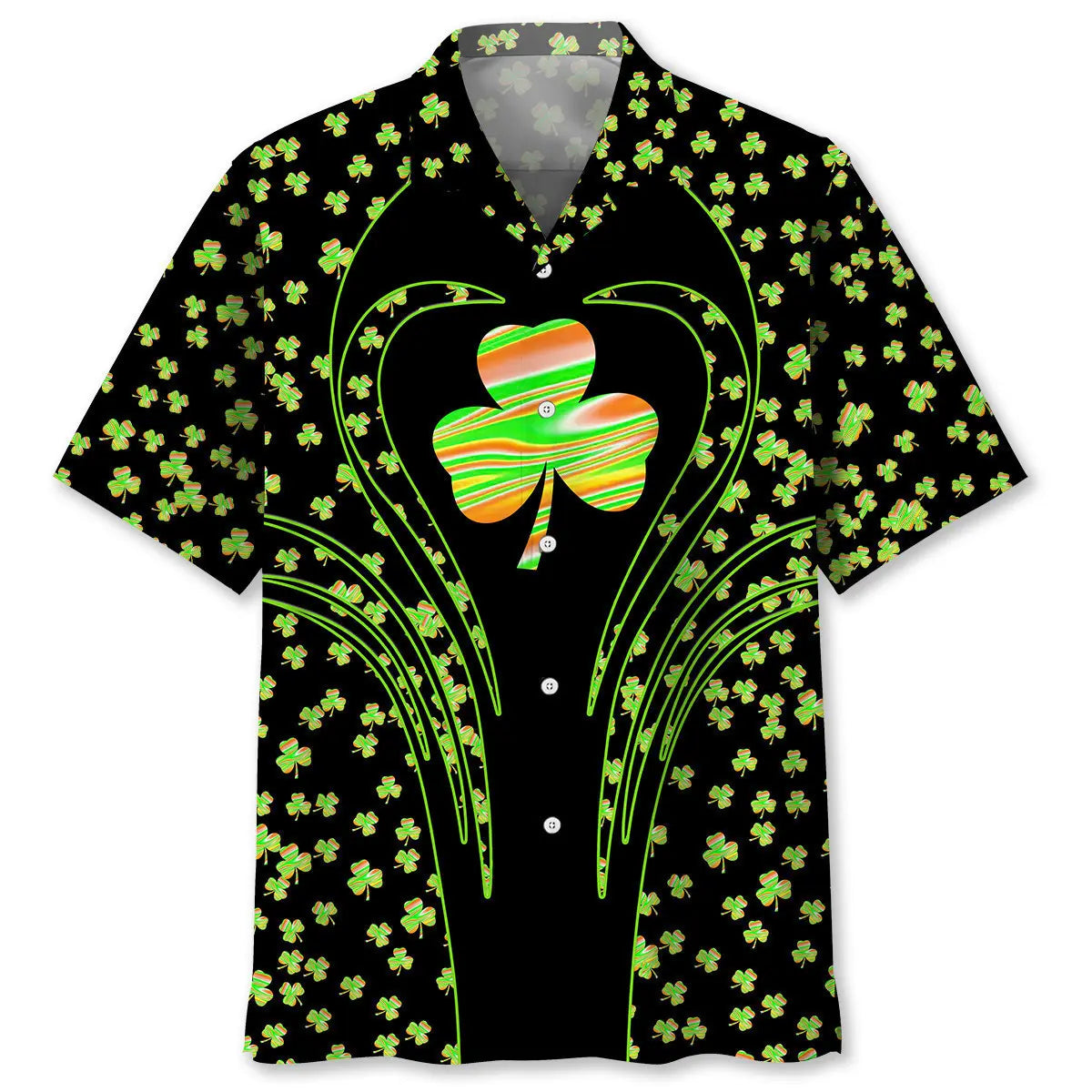 Shamrock Irish Saint Patrick's Day Hawaiian Shirt For Tropical Holidays, Outdoor Gatherings, And Everyday Comfort