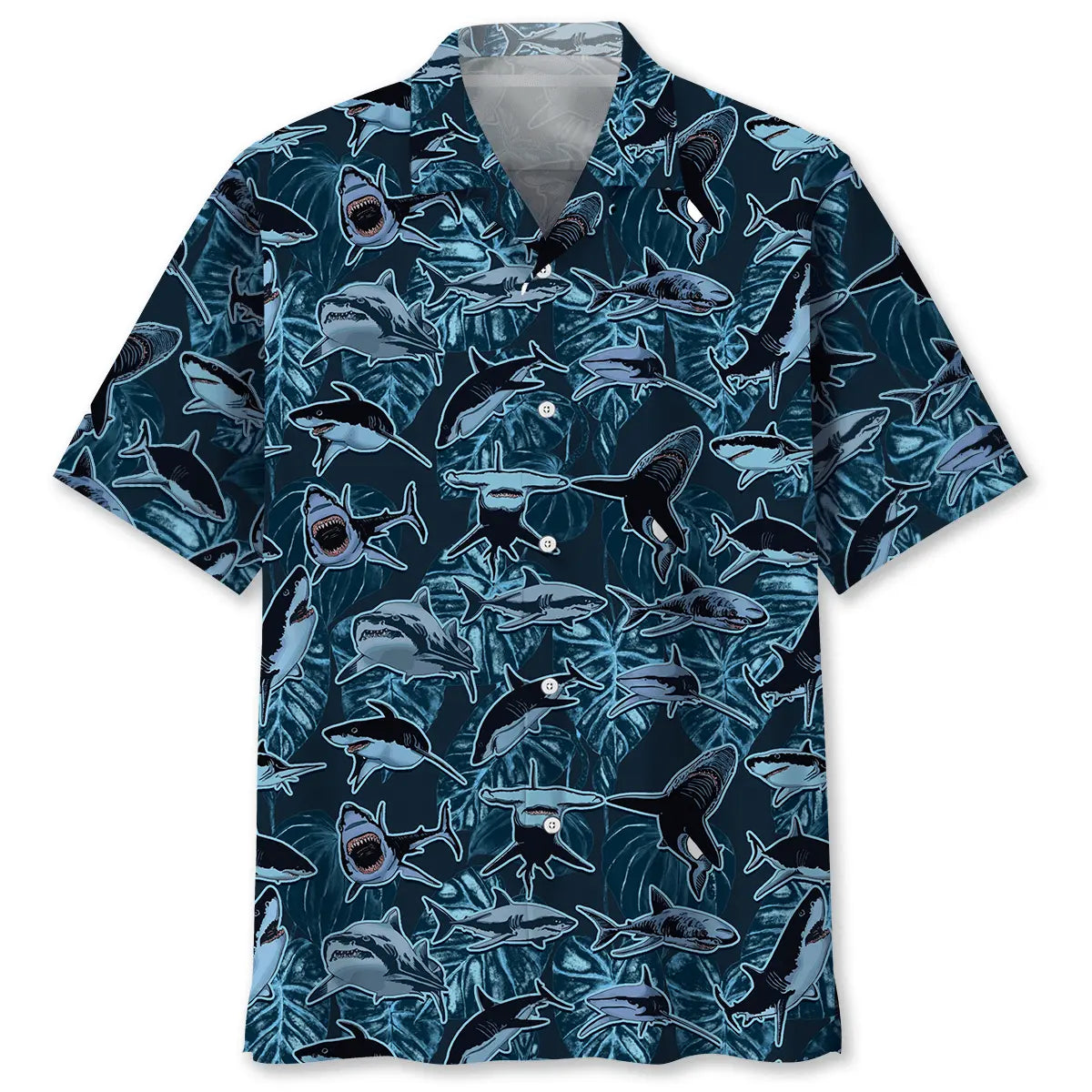 Shark Camouflage Hawaiian Shirt For Summer Vacation, Beach Travel, And Casual Wear