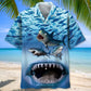 Shark Jaw Hawaiian Shirt For Animal Lovers, Beach Travel, And Casual Summer Style
