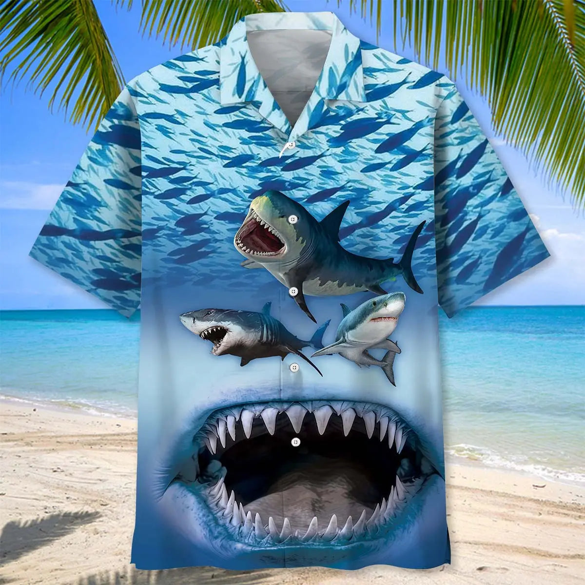Shark Jaw Hawaiian Shirt For Animal Lovers, Beach Travel, And Casual Summer Style