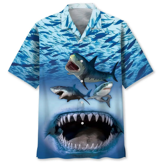 Shark Jaw Hawaiian Shirt For Animal Lovers, Beach Travel, And Casual Summer Style