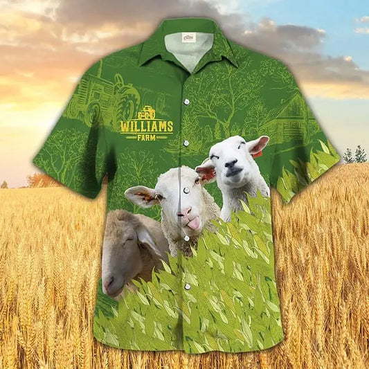 Summer Sheep Farm Corn Pattern Cow Hawaiian Shirt For Resort Trips, Coastal Parties, And Warm Weather Style