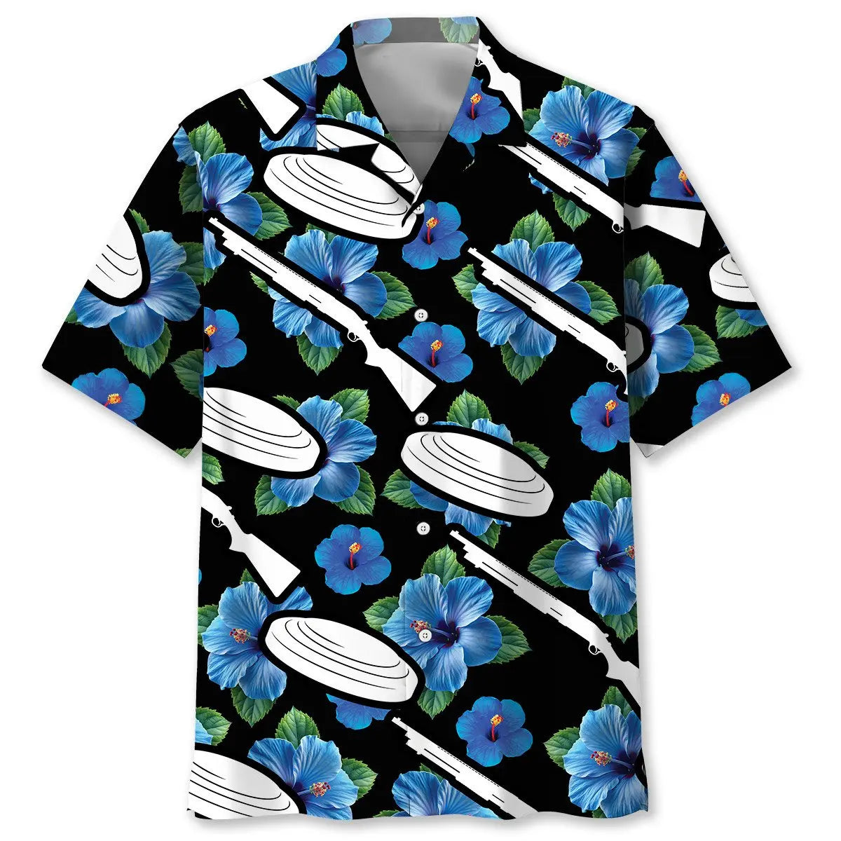 Hawaiian Shirt / Adults / S Skeet Shooting Hibiscus Blue Hawaiian Shirt
